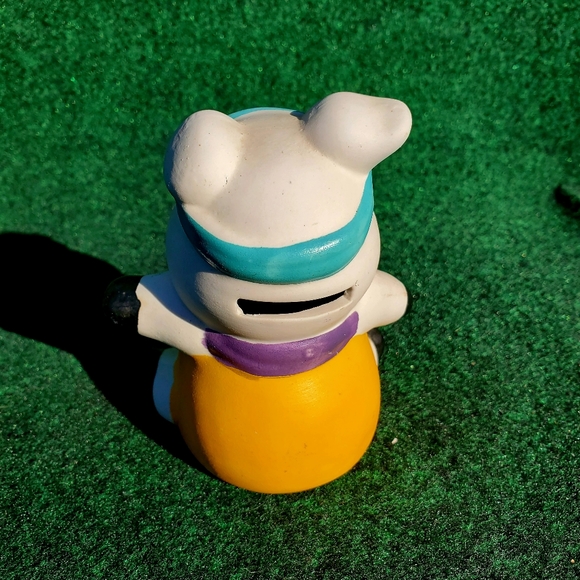 VTG Piggy Bank Hand Painted Smiling Happy Piggy Ceramic 4"x5" Sweatband Towel - Picture 5 of 10